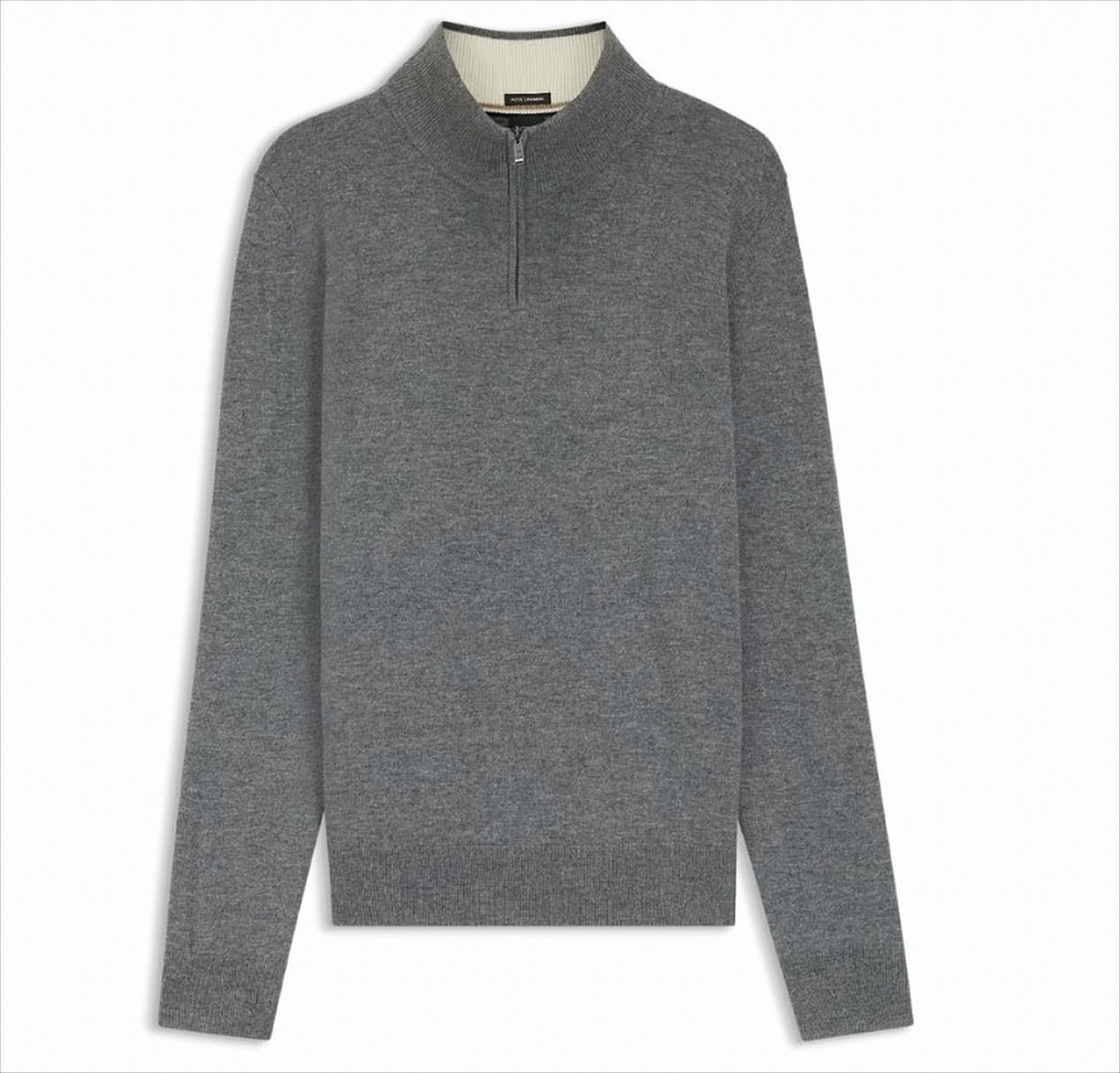 Half-Zip Gray Sweater With Tailored Fit