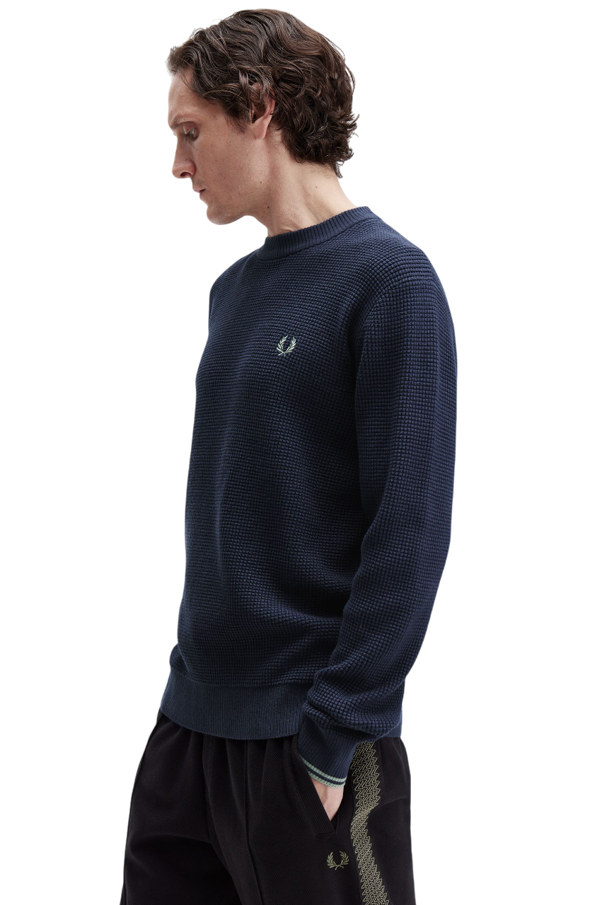 Textured Knit Sweater With Crew Neck
