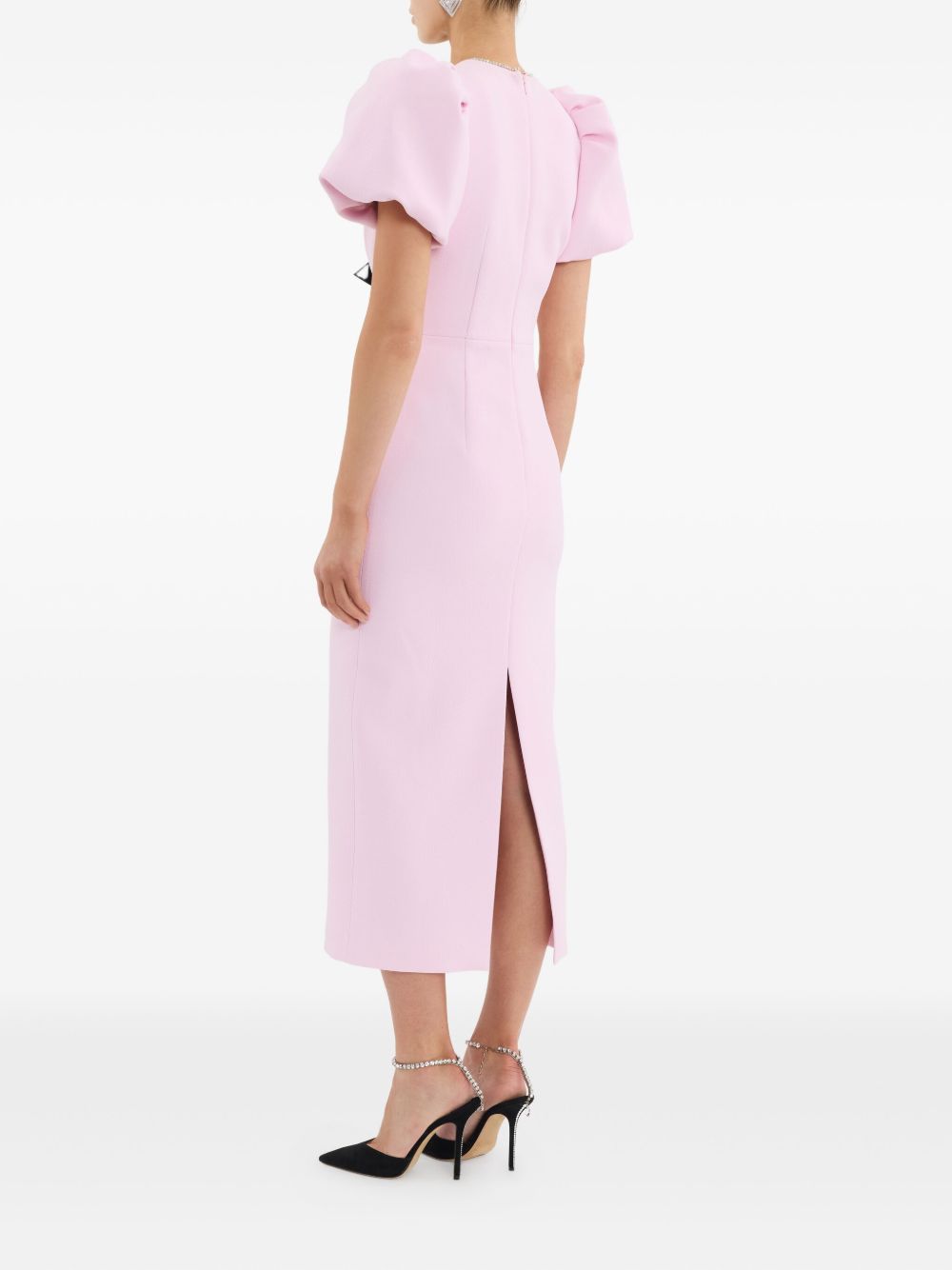 Midi-Length Fitted Dress with Cut-Out Front