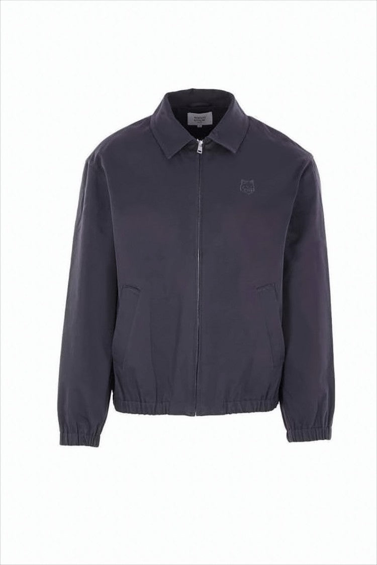 Cropped Jacket With Front Zipper And Embroidered Logo