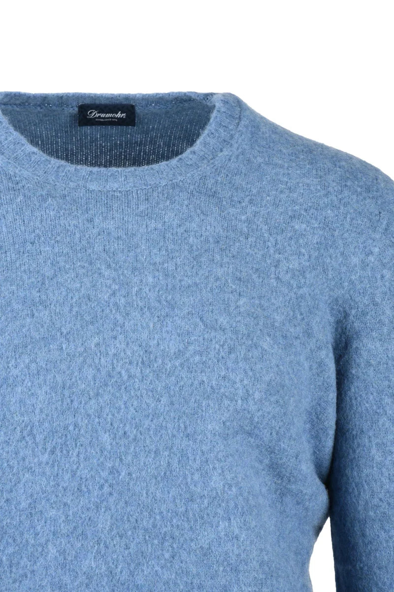 Wool Crew Neck Pullover - Light Blue