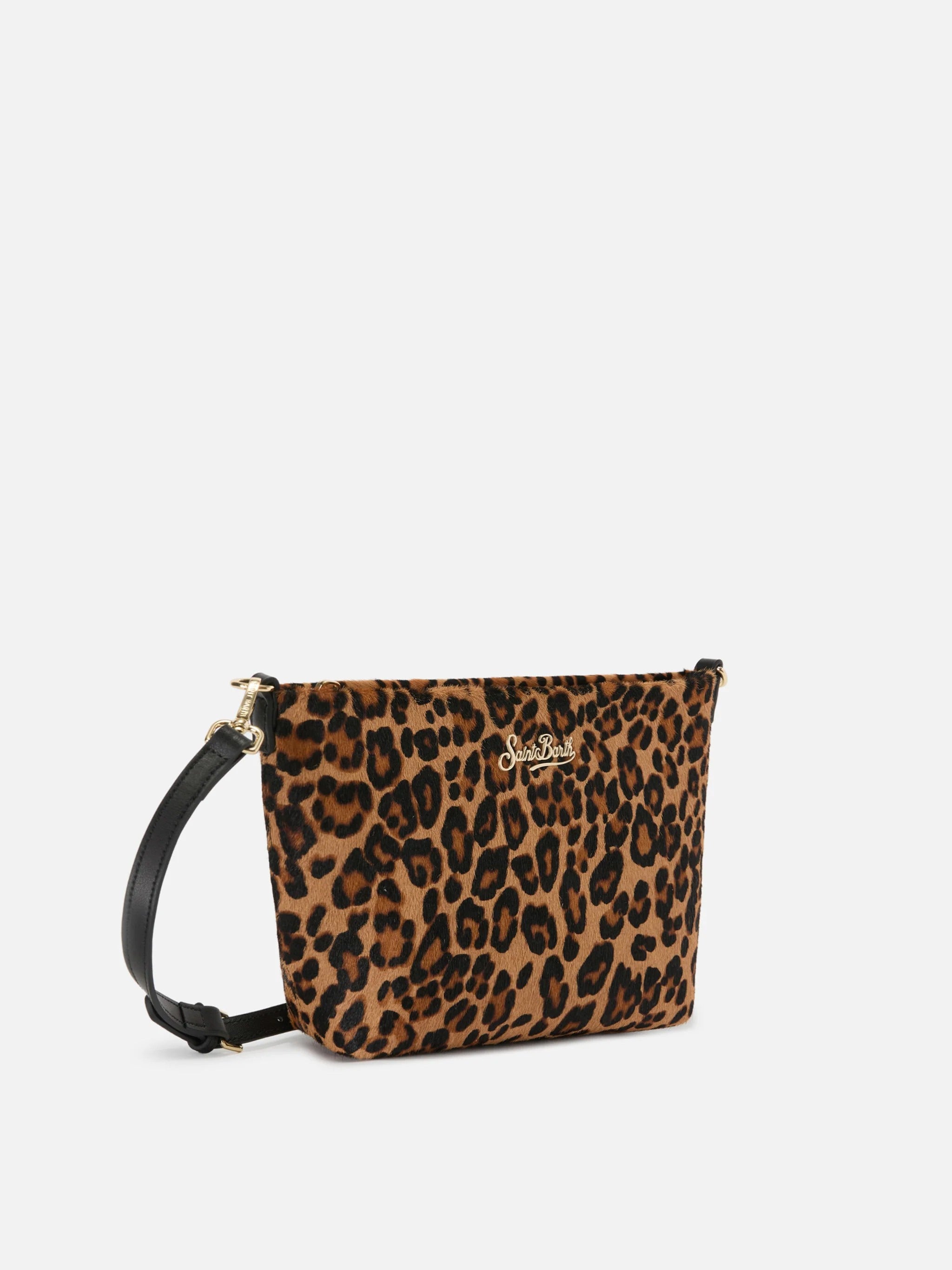 Leopard Print Handbag with Gold Hardware