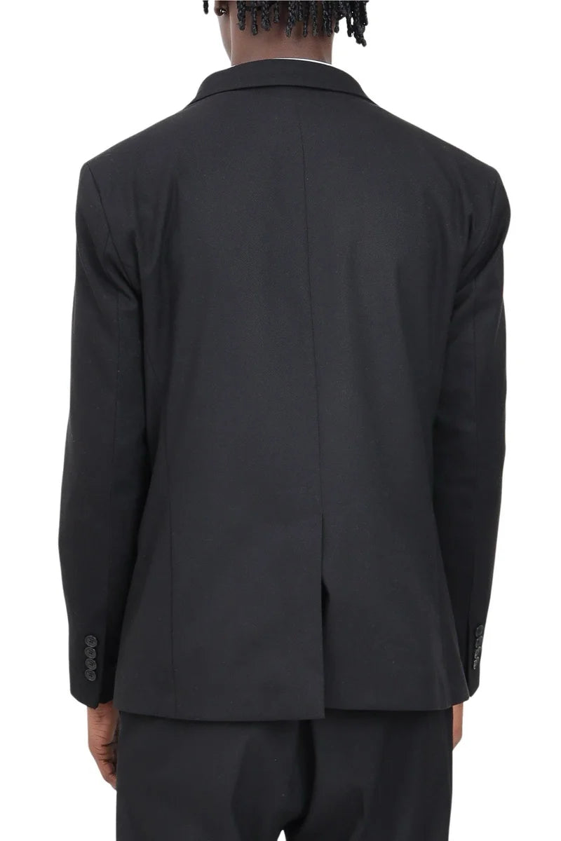 Rounded Black Blazer with Button Closure