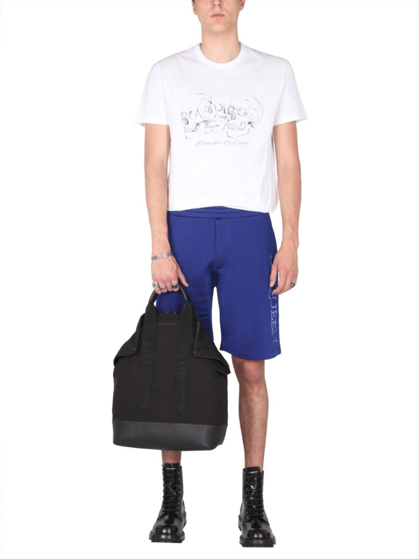 Blue Shorts With Embroidered Logo