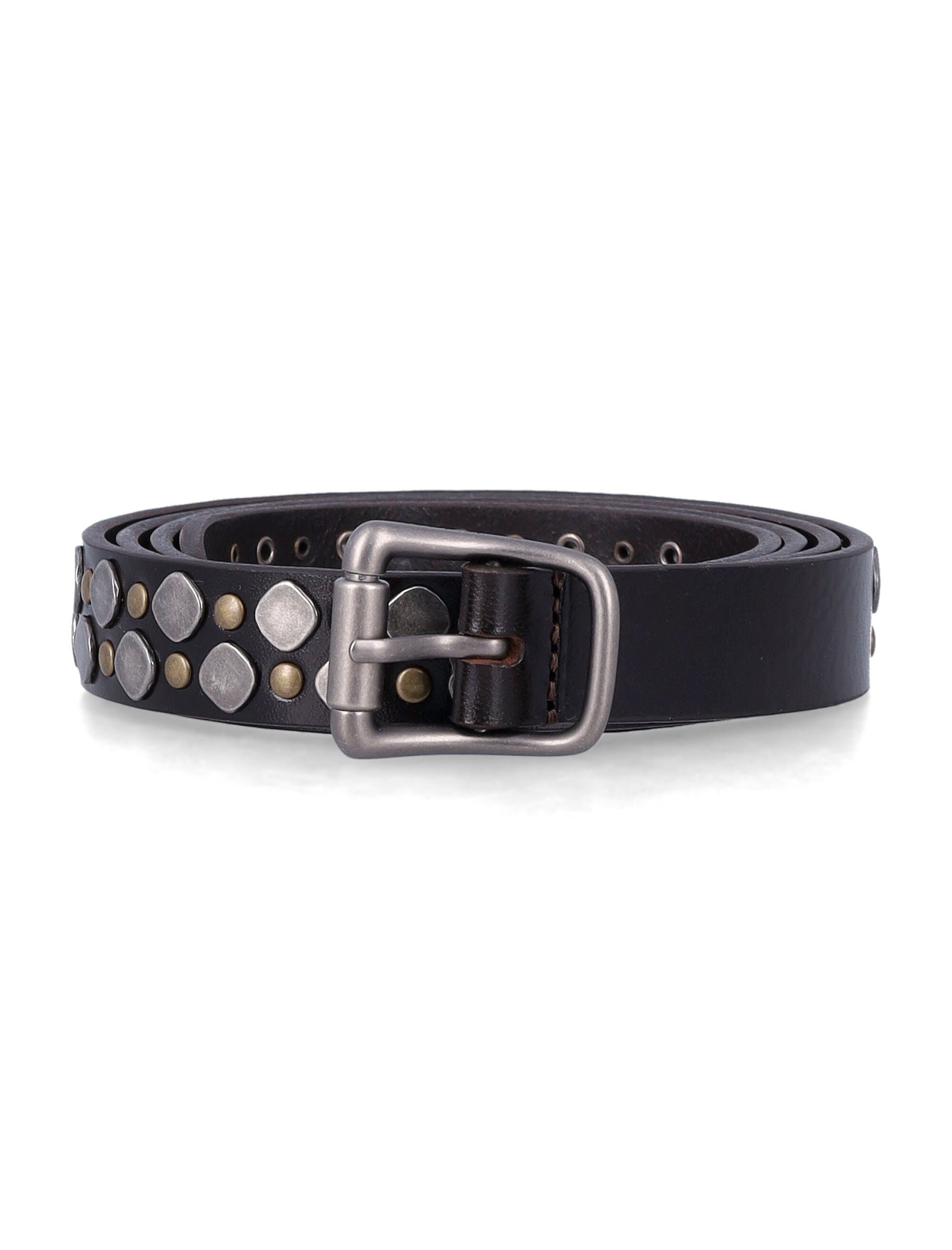 Rio Studded Leather Belt with Matched Metal Buckle