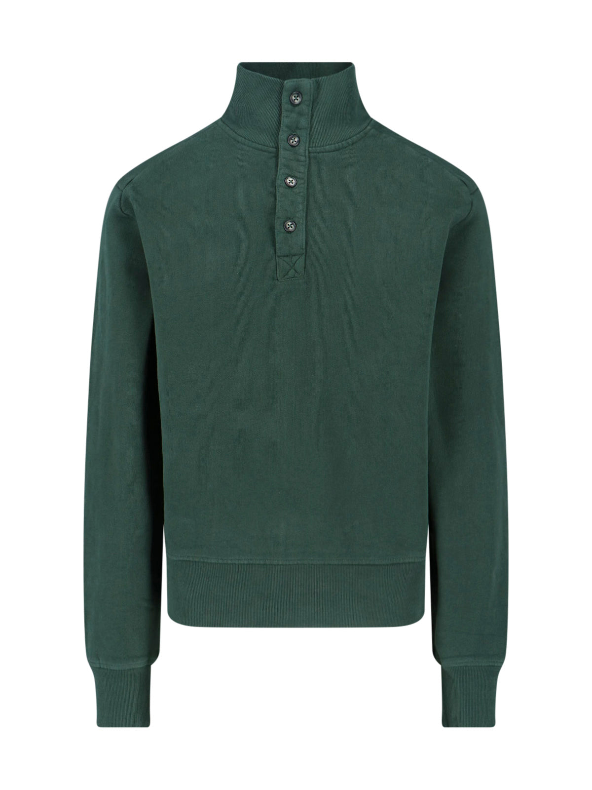 Green Port High-Collar Cotton Sweatshirt