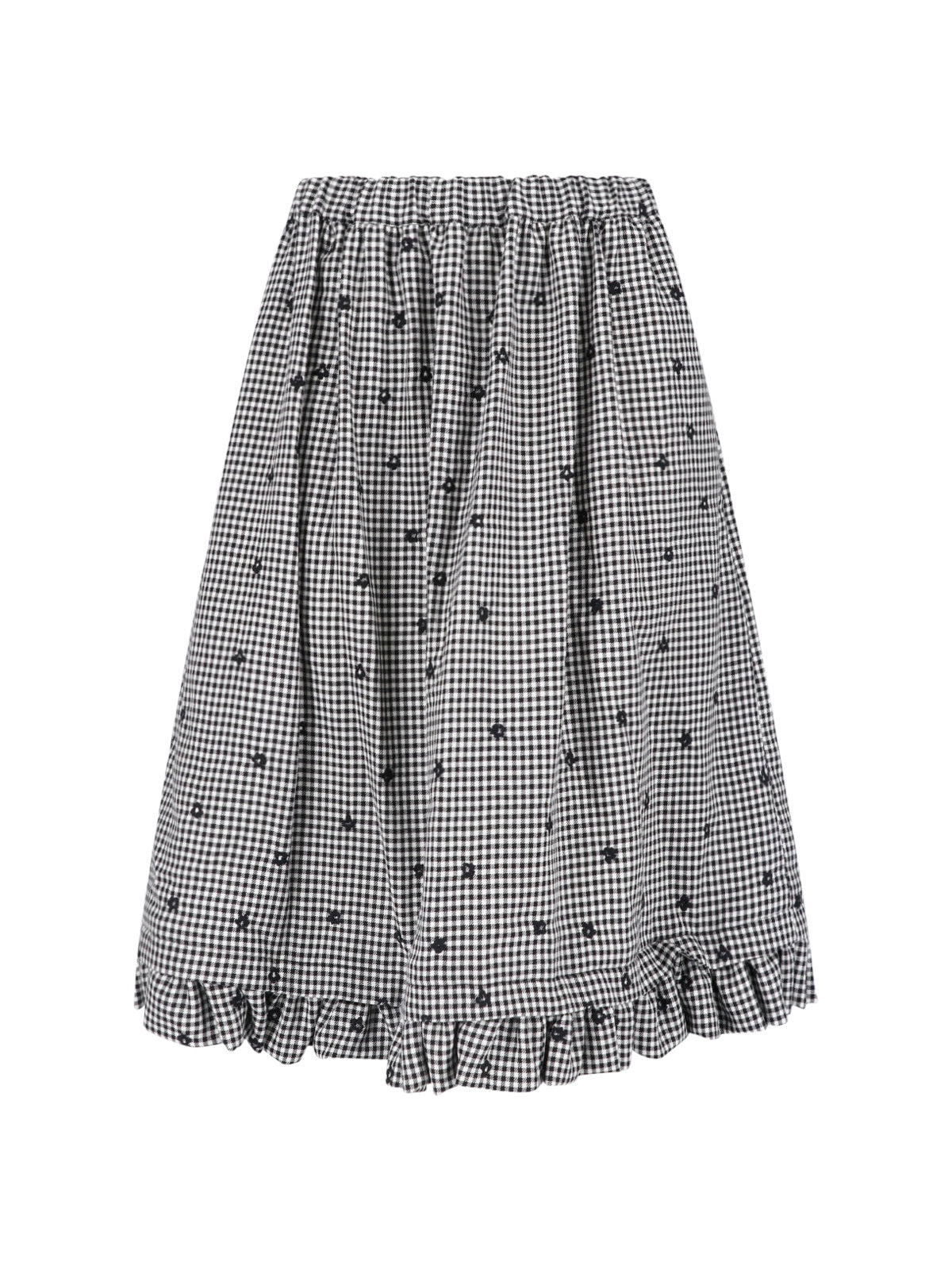 Black/White Gingham Floral Mini Skirt