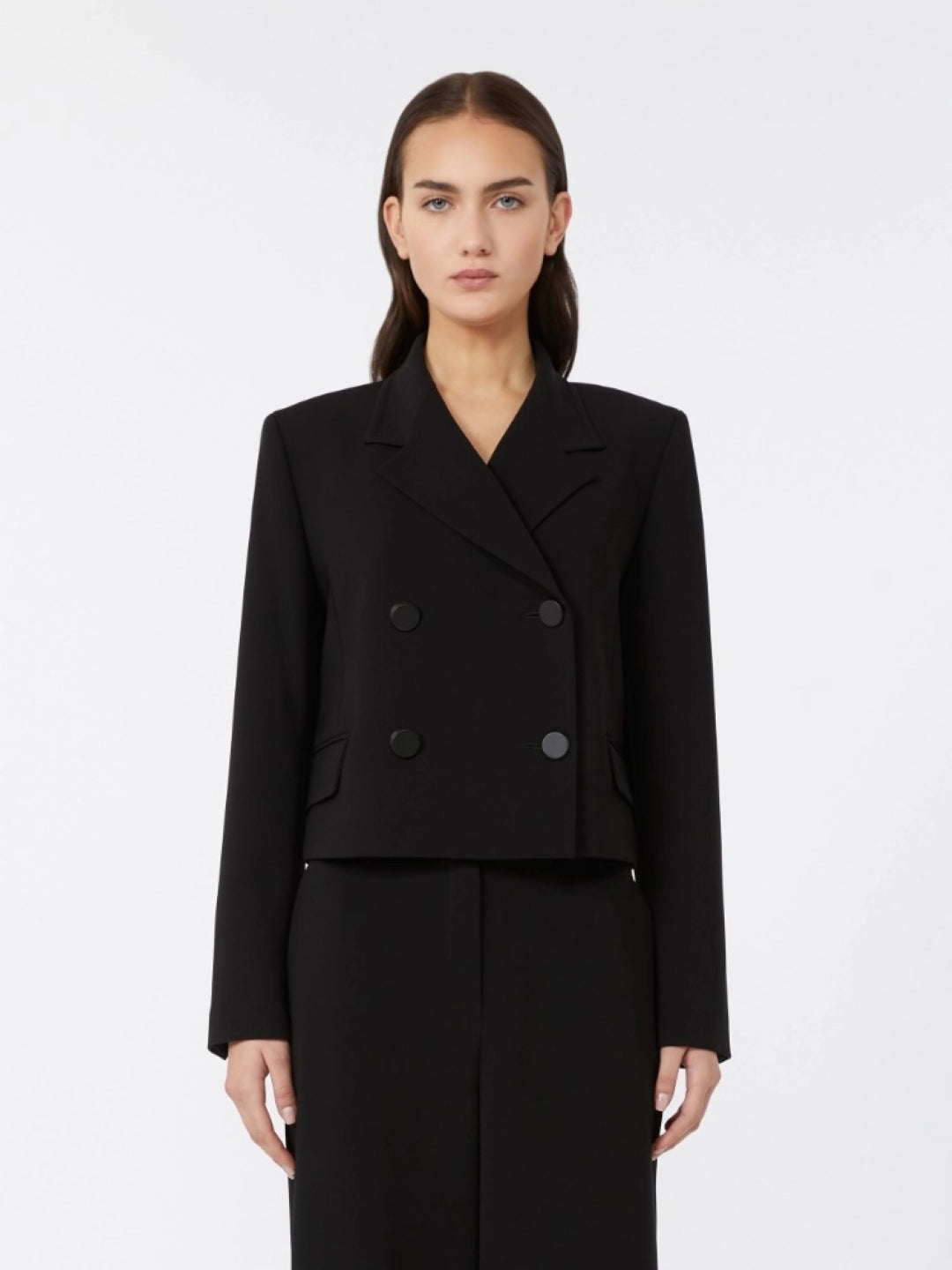 Cropped Tailored Jacket With Notched Lapel