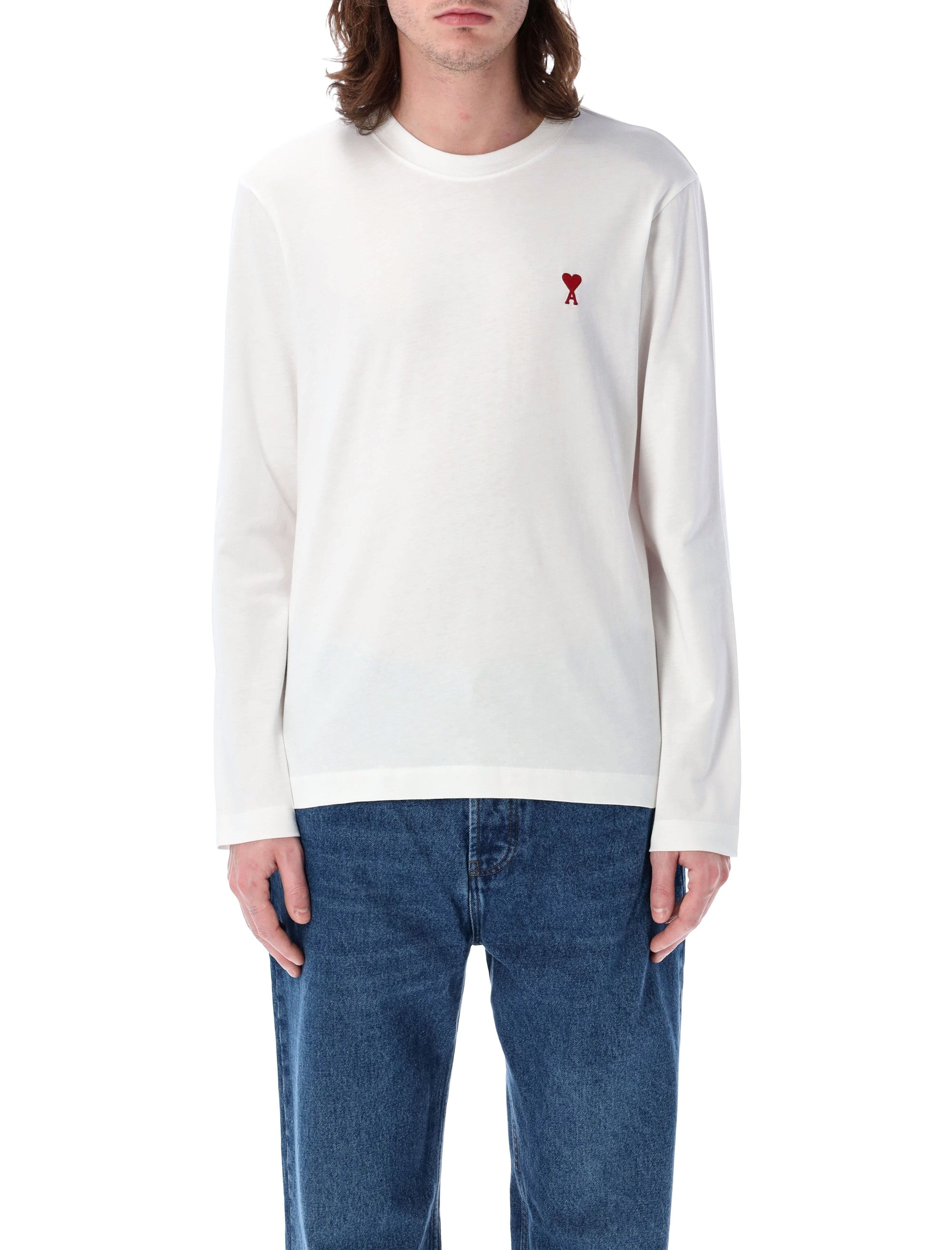 Long-Sleeve T-Shirt with Ribbed Neckline