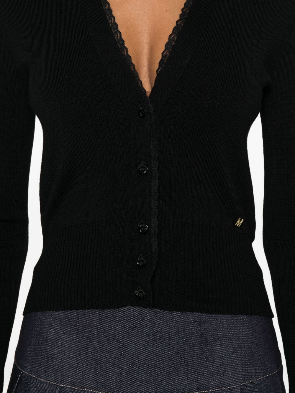 Cropped Black Wool Cardigan