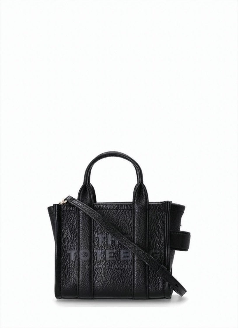 Textured Cow Leather Tote Bag with Embossed Branding