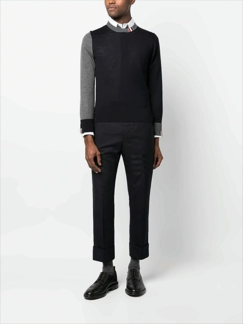 Cropped Black Wool Suit Pants with Gold Anchor Buttons