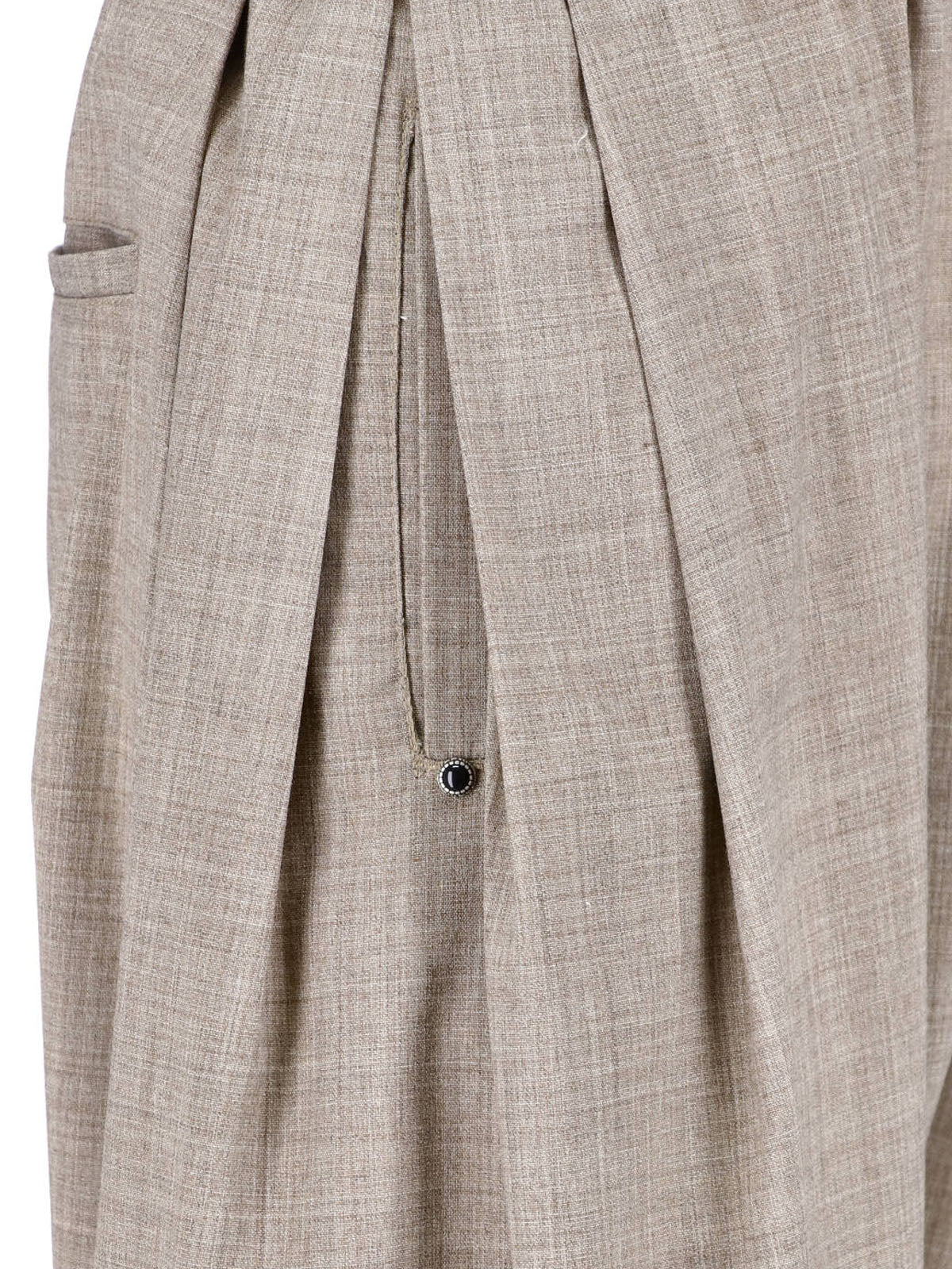 Beige Relaxed Tapered Textured Fabric Trousers