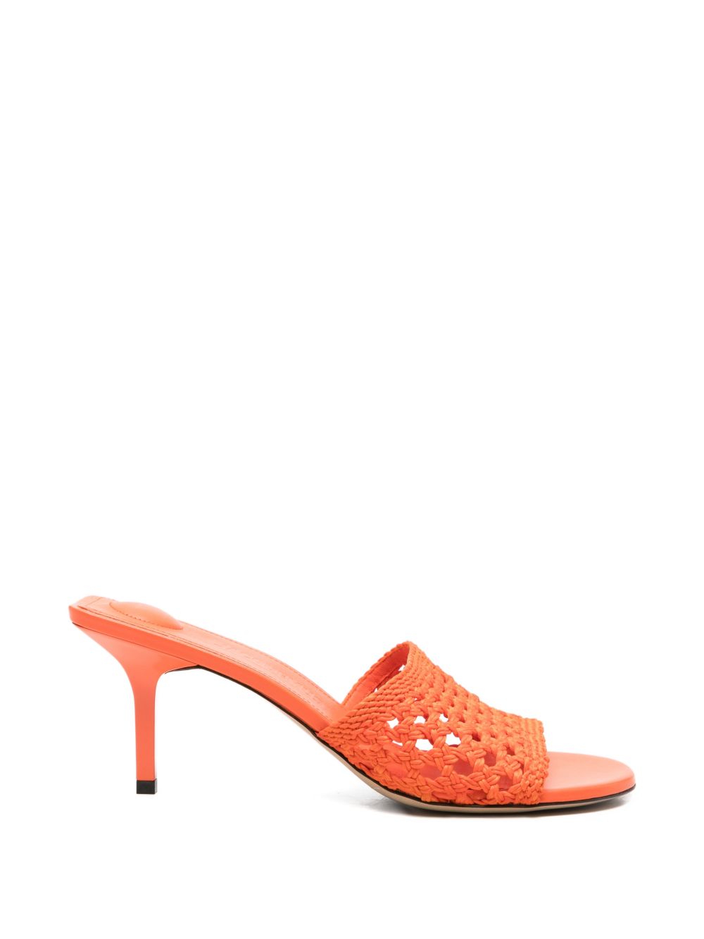 Woven Orange Sandals with Low Kitten Heel