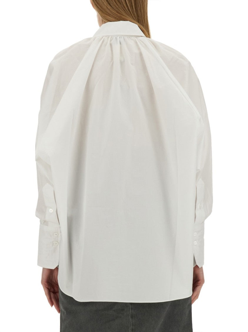 Relaxed Fit Cotton Blouse With High Neck