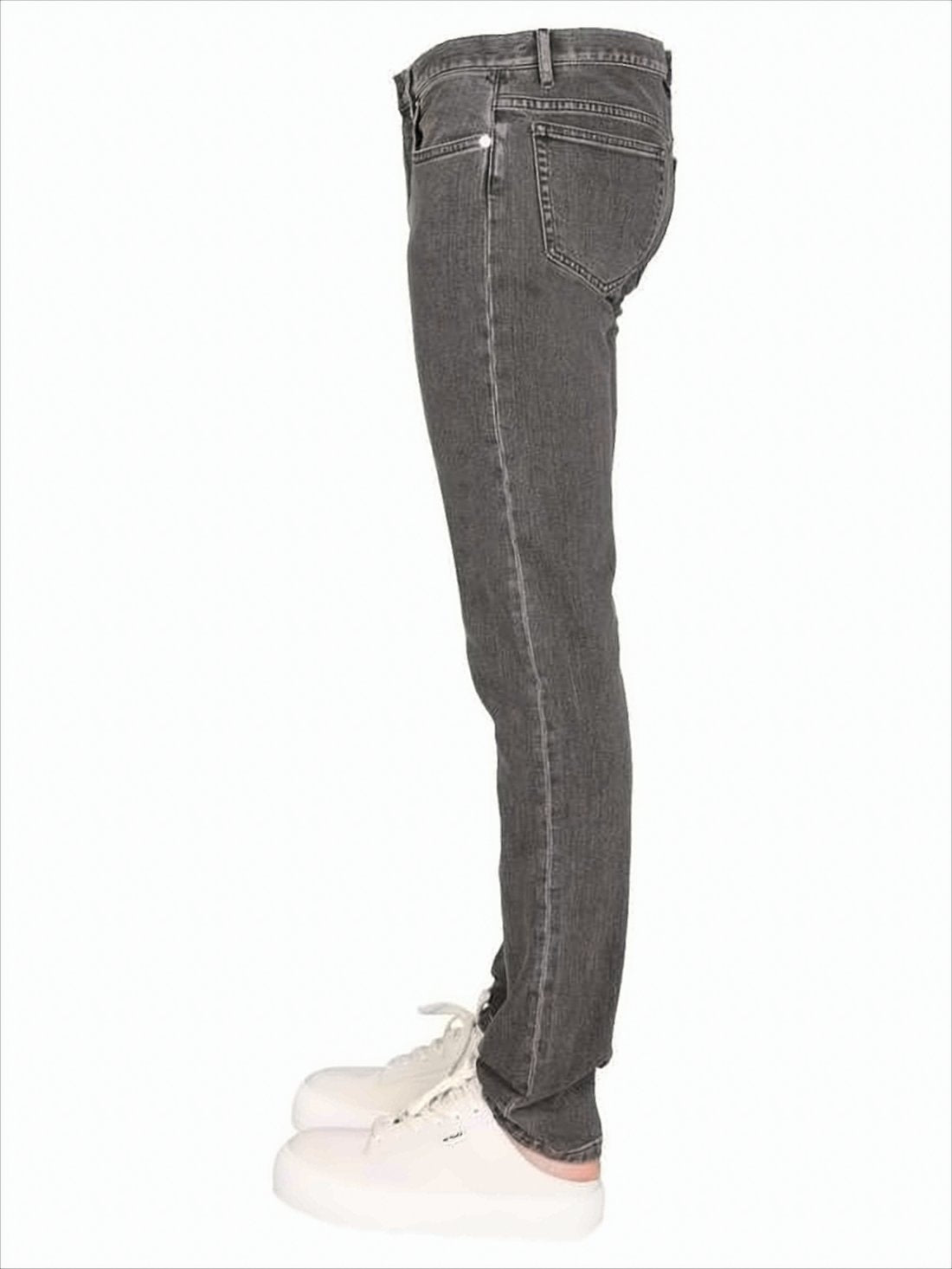 Washed Charcoal Grey Straight-Leg Denim Pants