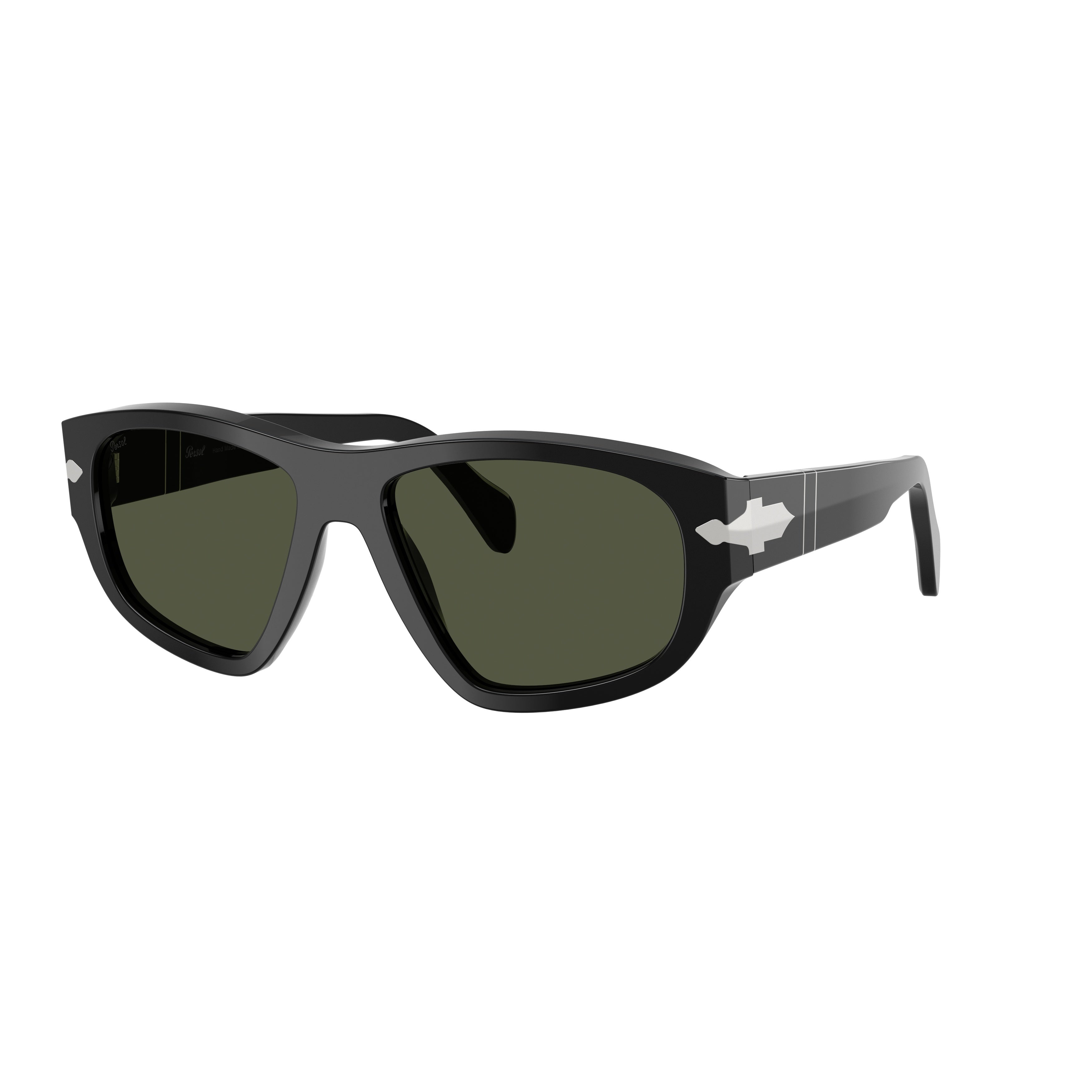 0po0050s Angular Black Acetate Sunglasses with Silver Arrow Detail