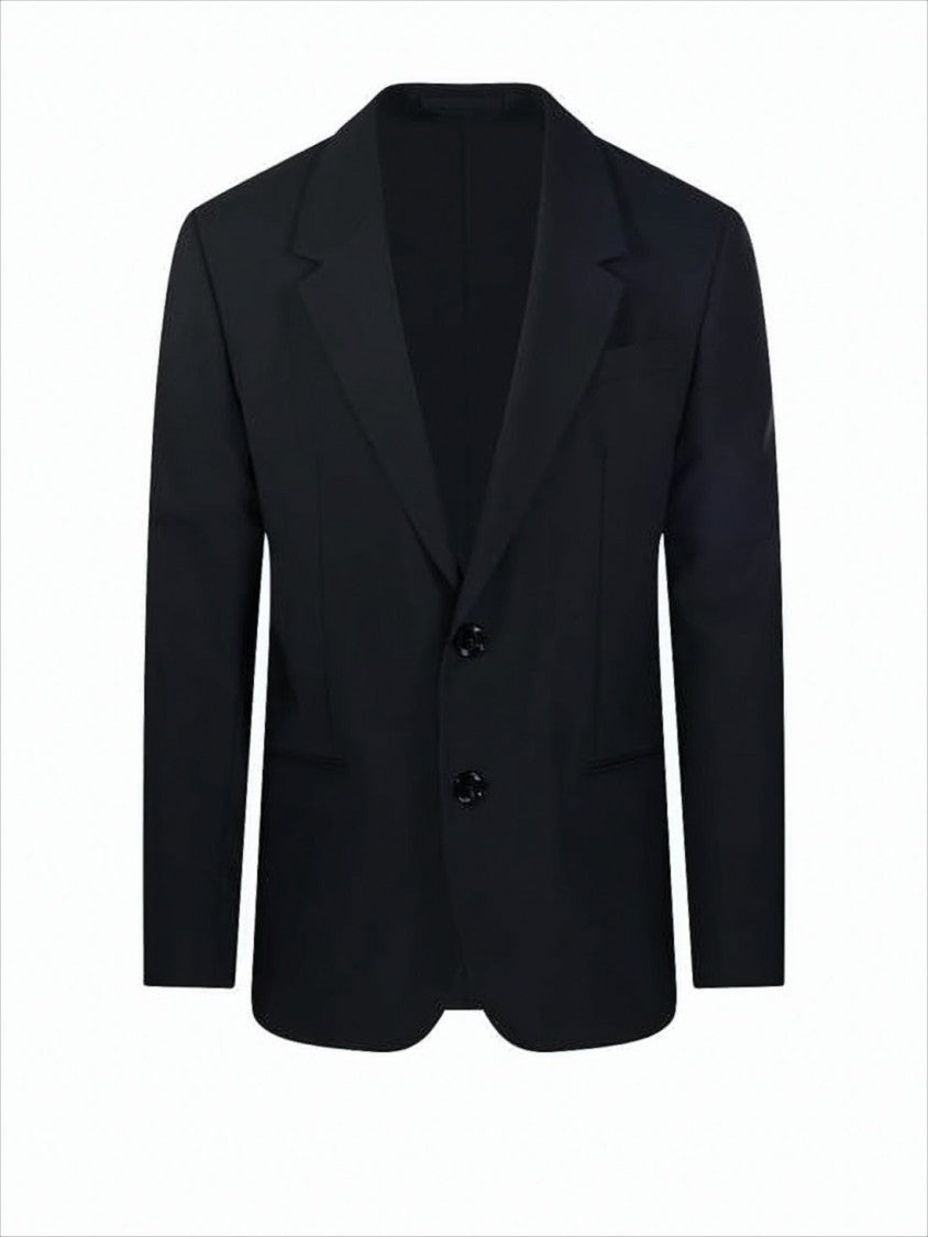 Tailored Black Wool Suit Jacket with Notched Lapel