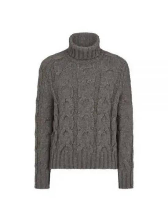 Textured Cable Knit Turtleneck Sweater