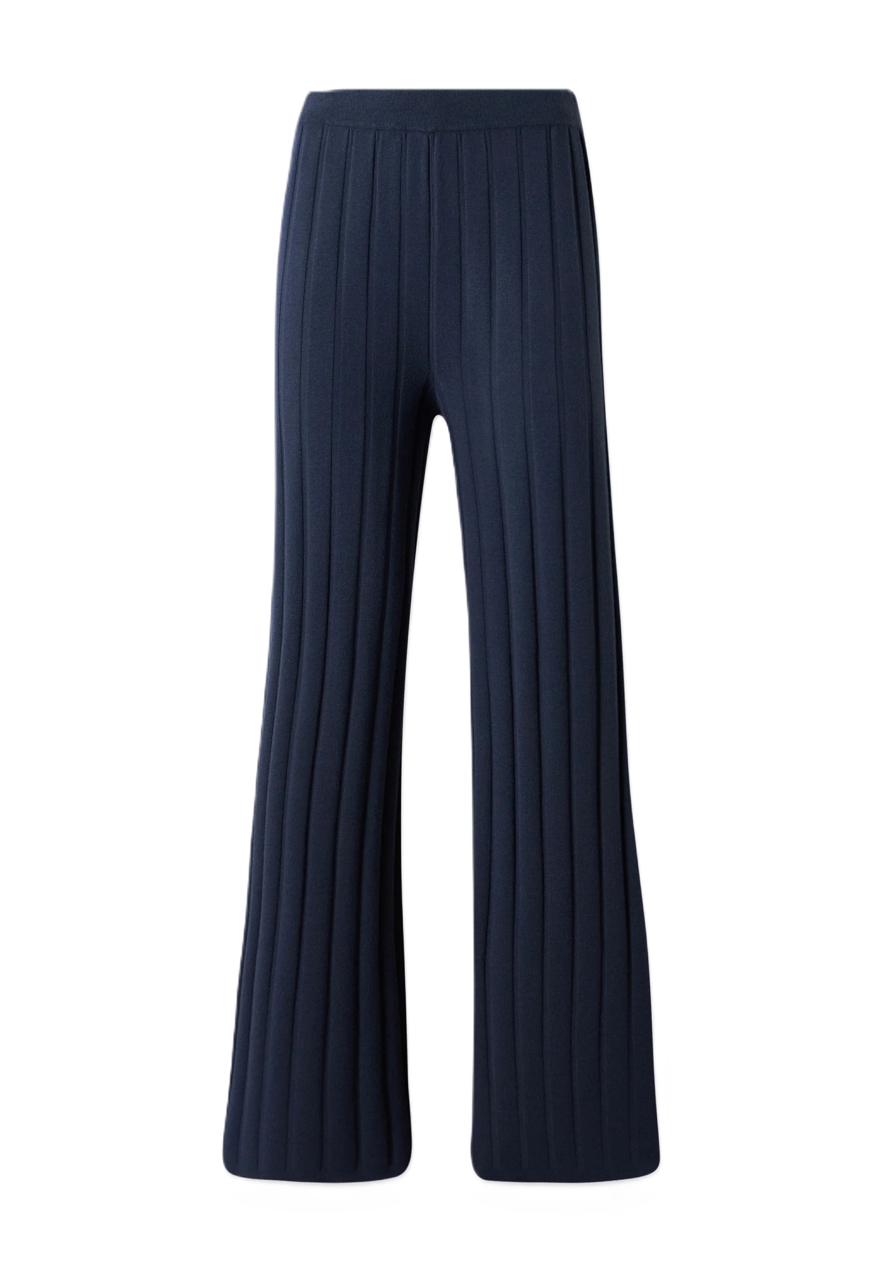 Ribbed Wide-Leg Pants With Relaxed Fit