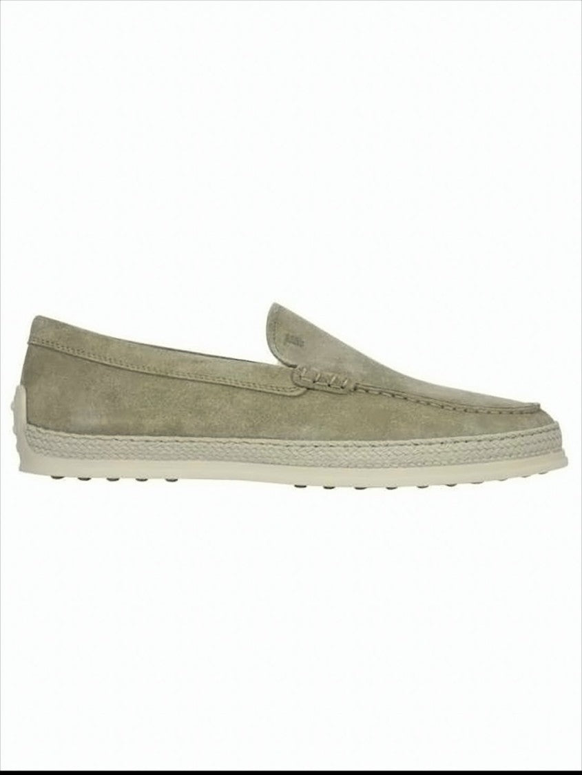 Elegant Suede Slip-On Loafers with Textured Rubber Sole
