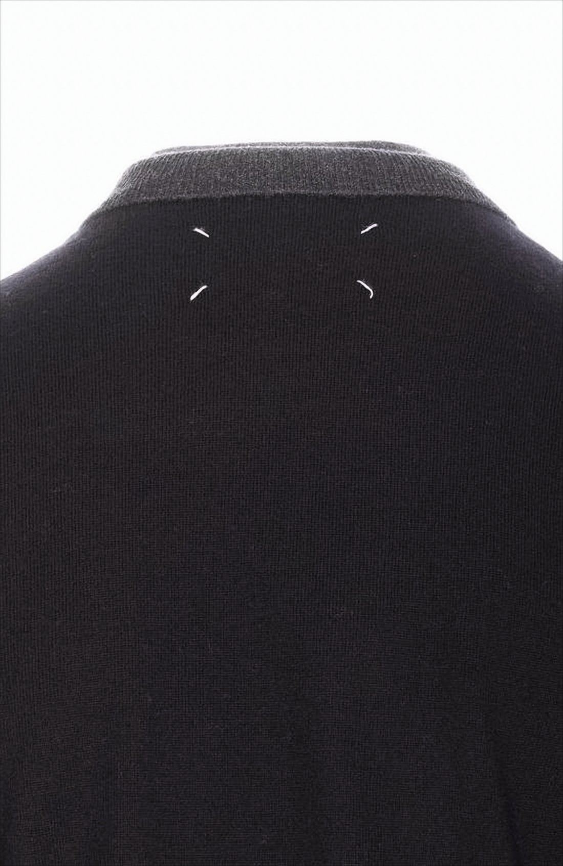 Two-Tone Wool Sweater with Ribbed Details
