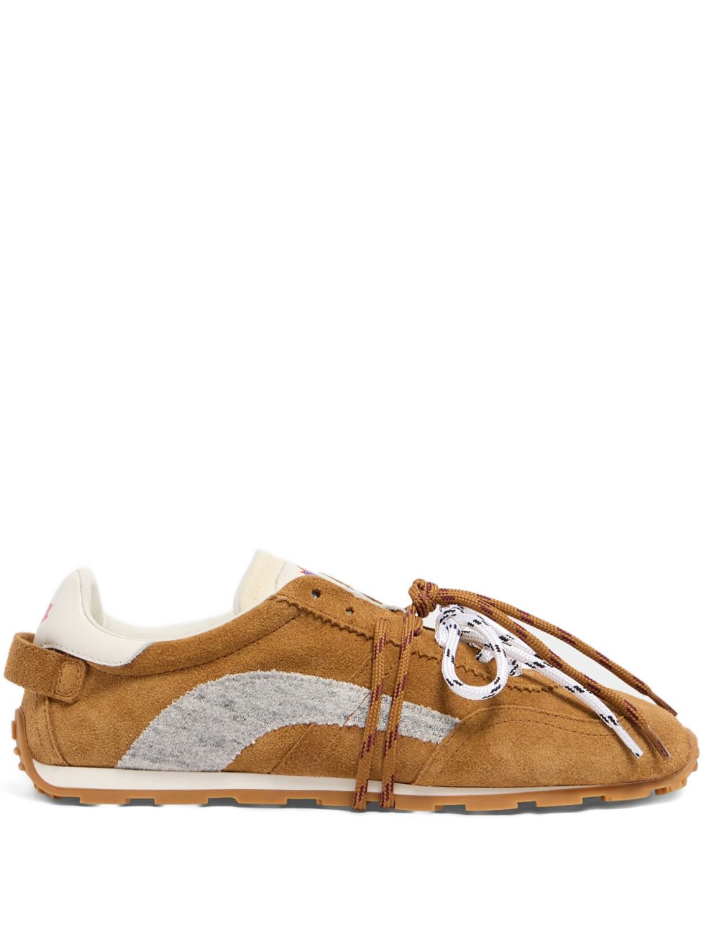 Brown Appliqué Maple Leaf Lace-Up Sneakers