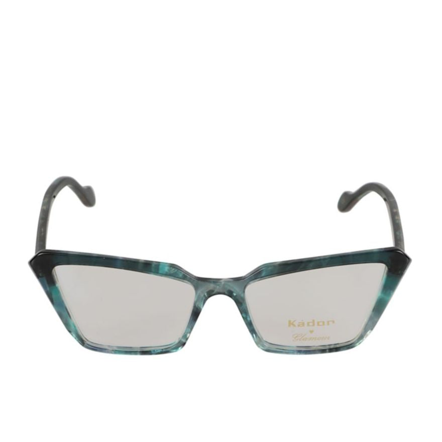 Butterfly Glamour-V Angular Cat-Eye Sunglasses with Marbled Teal