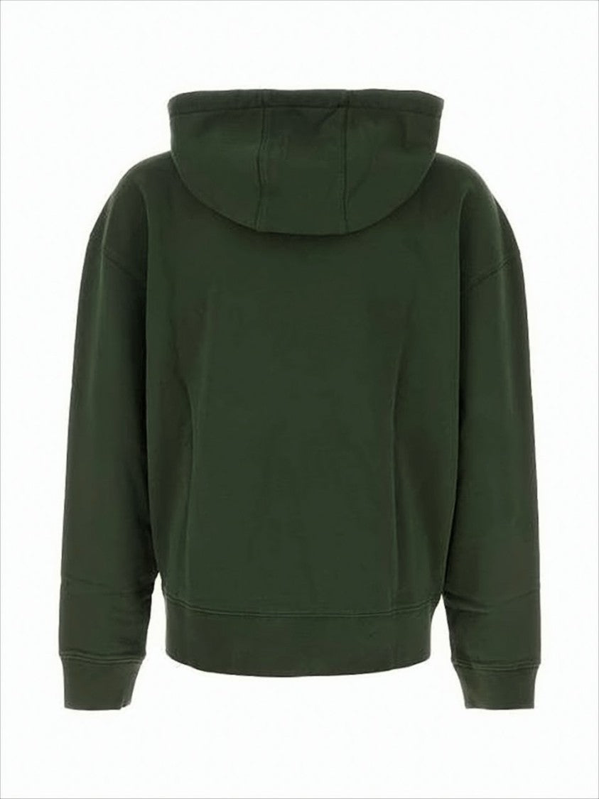 Cropped Deep Green Hoodie With Subtle Emblem And Relaxed Fit
