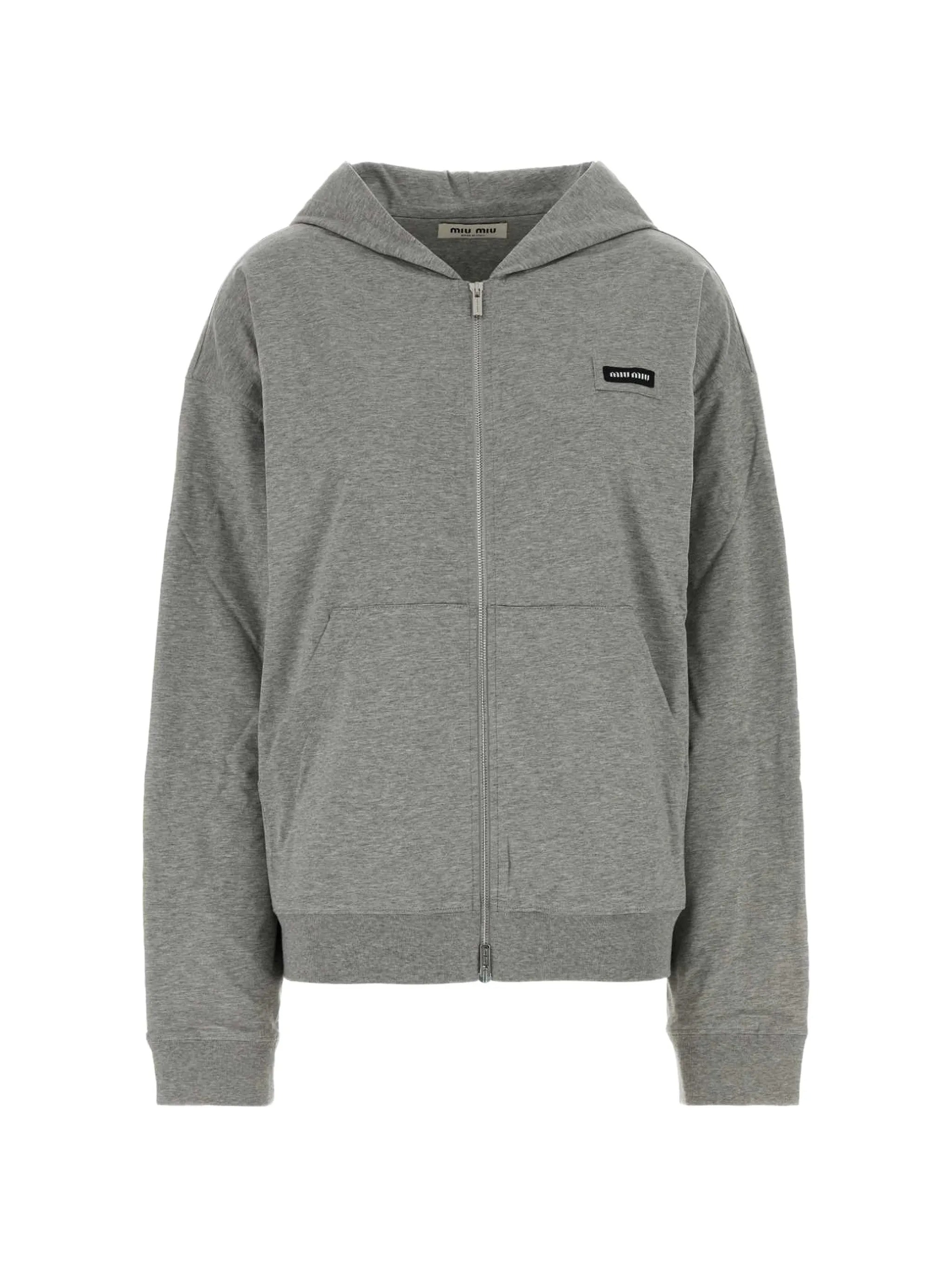 Zip-Up Hoodie with Relaxed Fit and Signature Patch