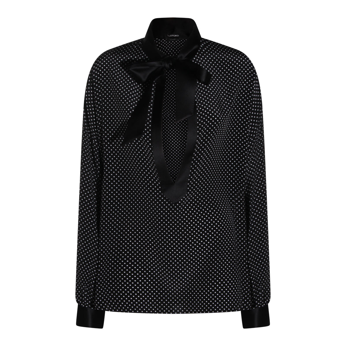 Polka Dot Blouse with Satin Bow Detail