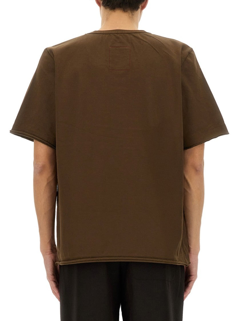 Relaxed-Fit Brown Cotton T-Shirt With Design