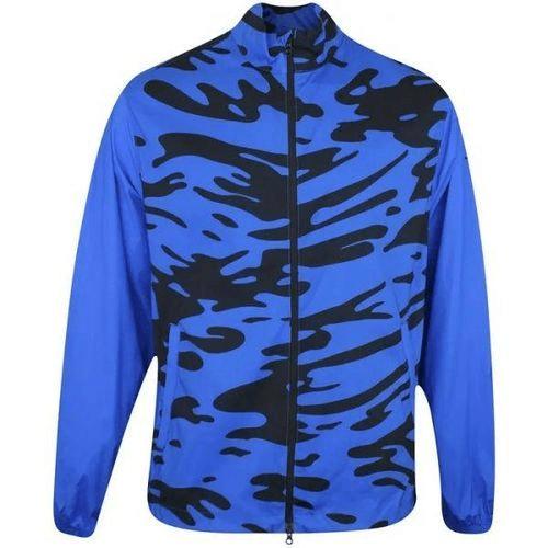 Abstract Patterned Lightweight Jacket with High Collar