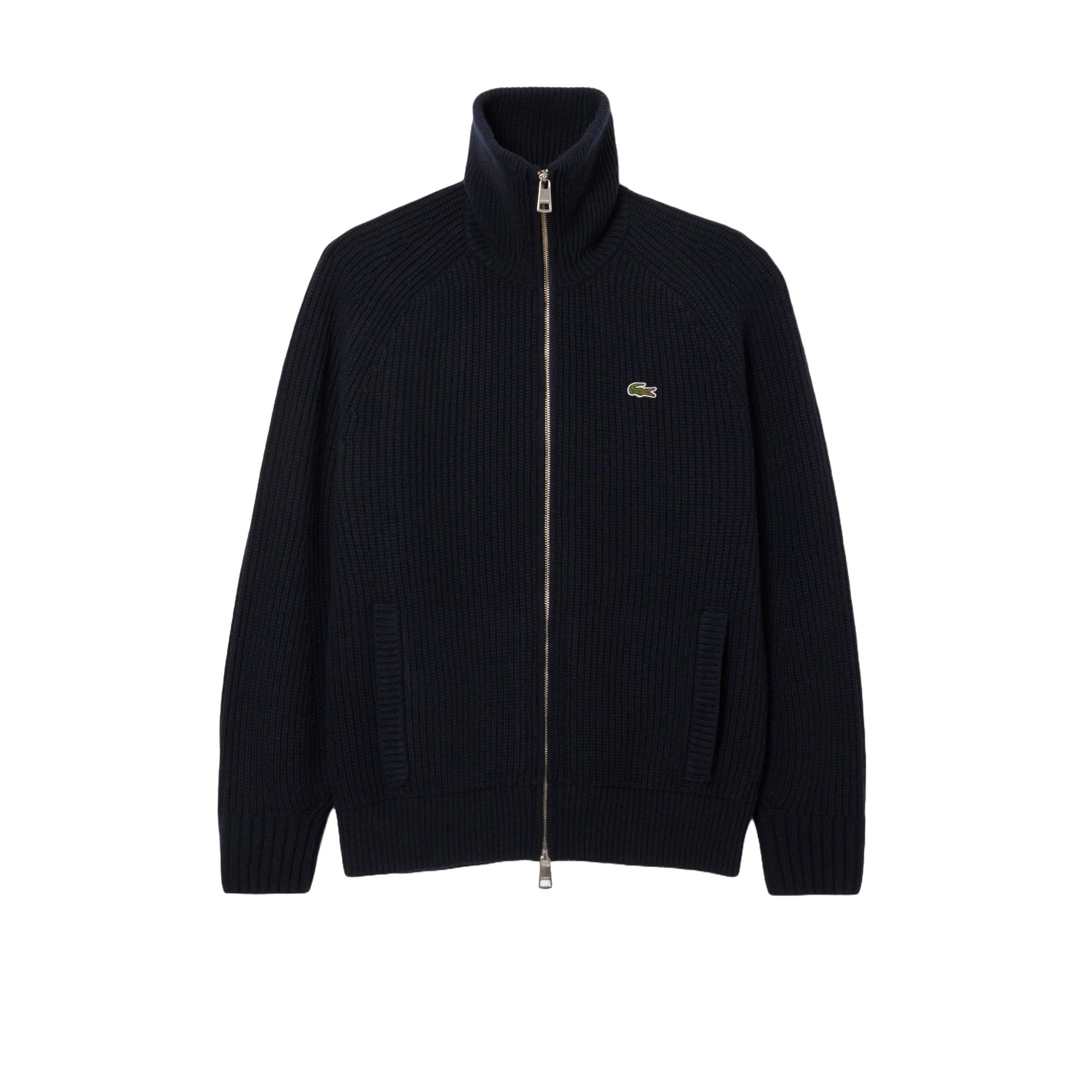 Carded Wool Zip-Up Turtleneck Sweater