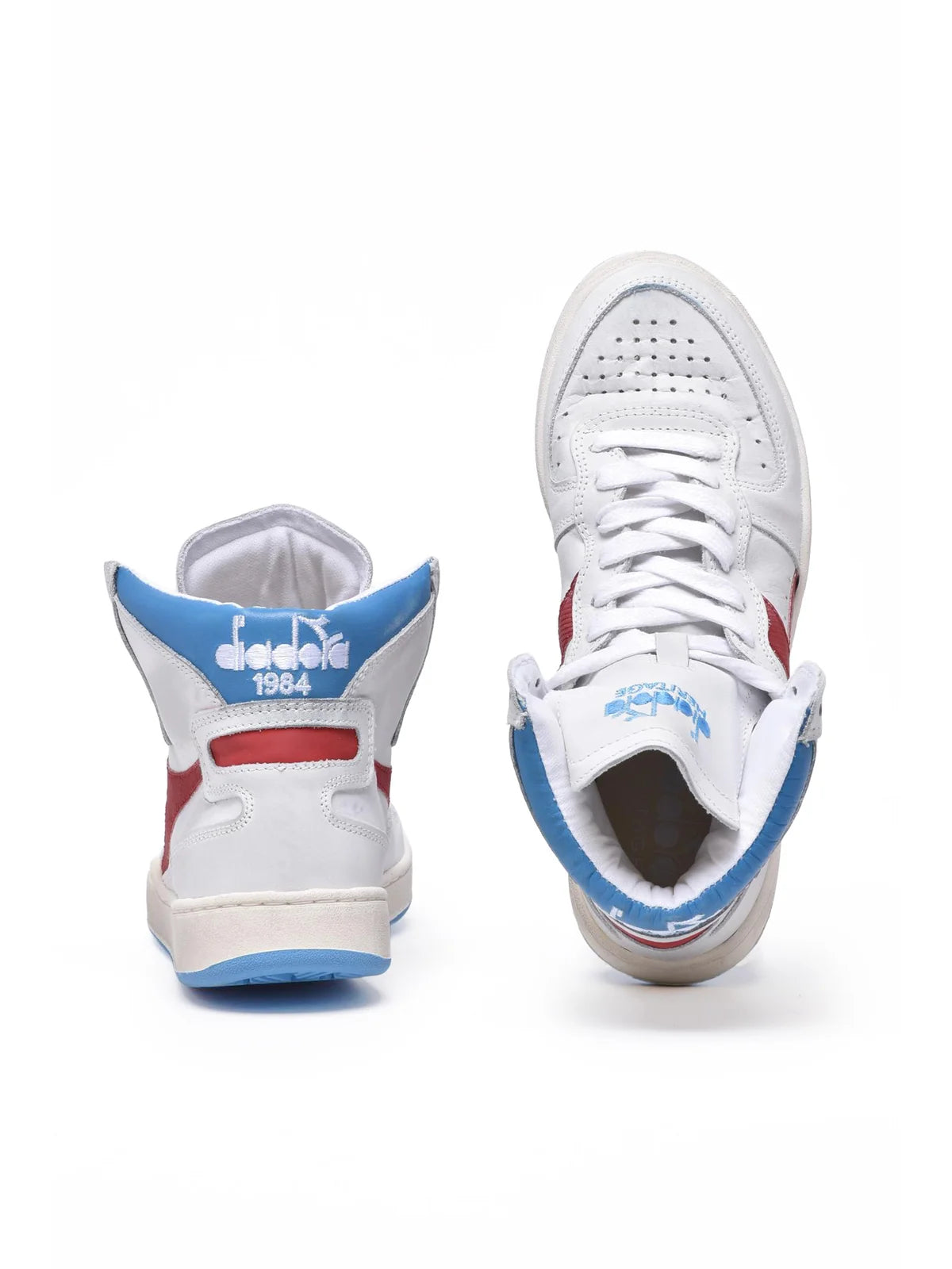 White Red Leather Basket Sneakers