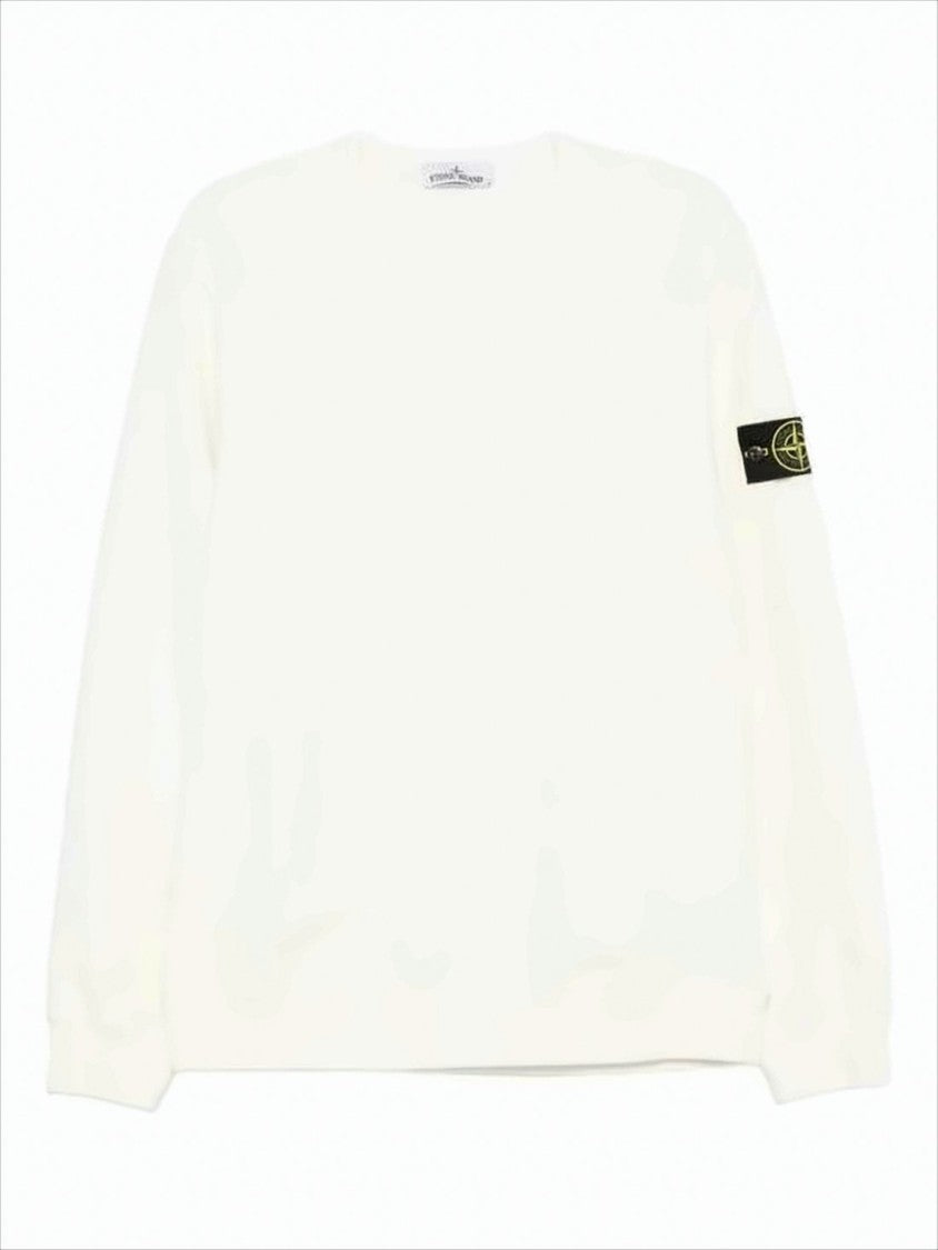 Long-Sleeve Crew Neck Cotton T-Shirt with Patch Logo
