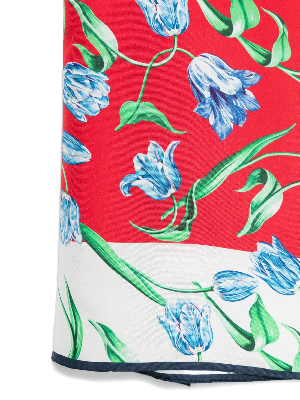 Cerise Red Floral Print Silk Scarf