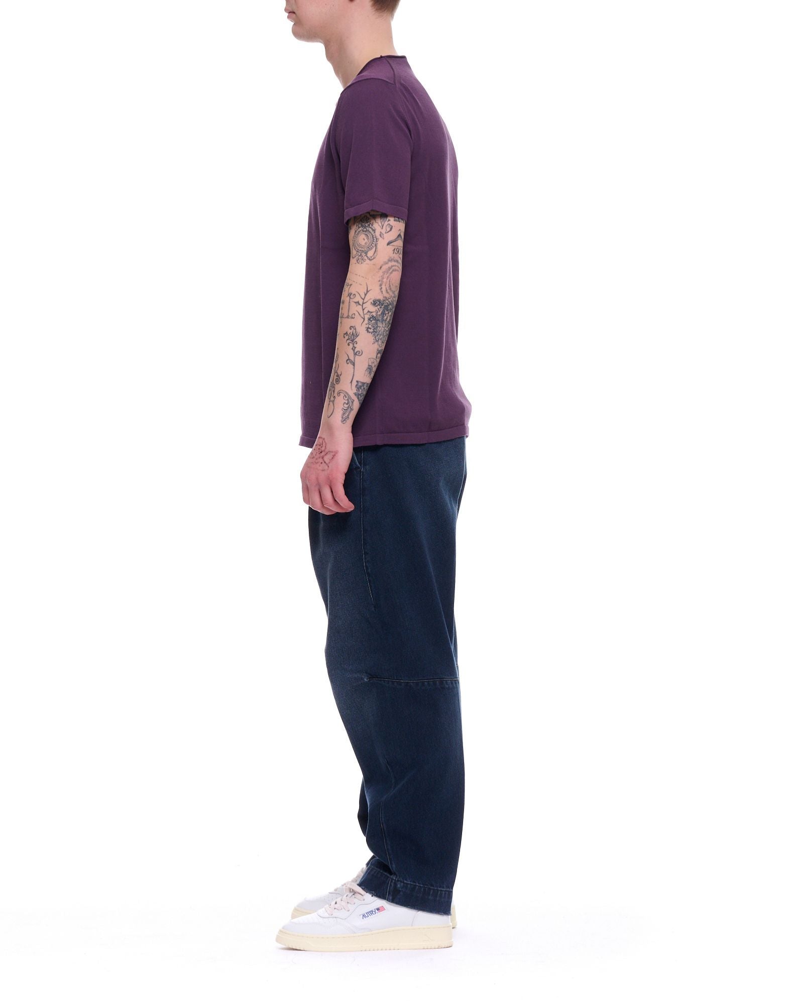 Purple Regular Fit Cotton Round Neck T-Shirt