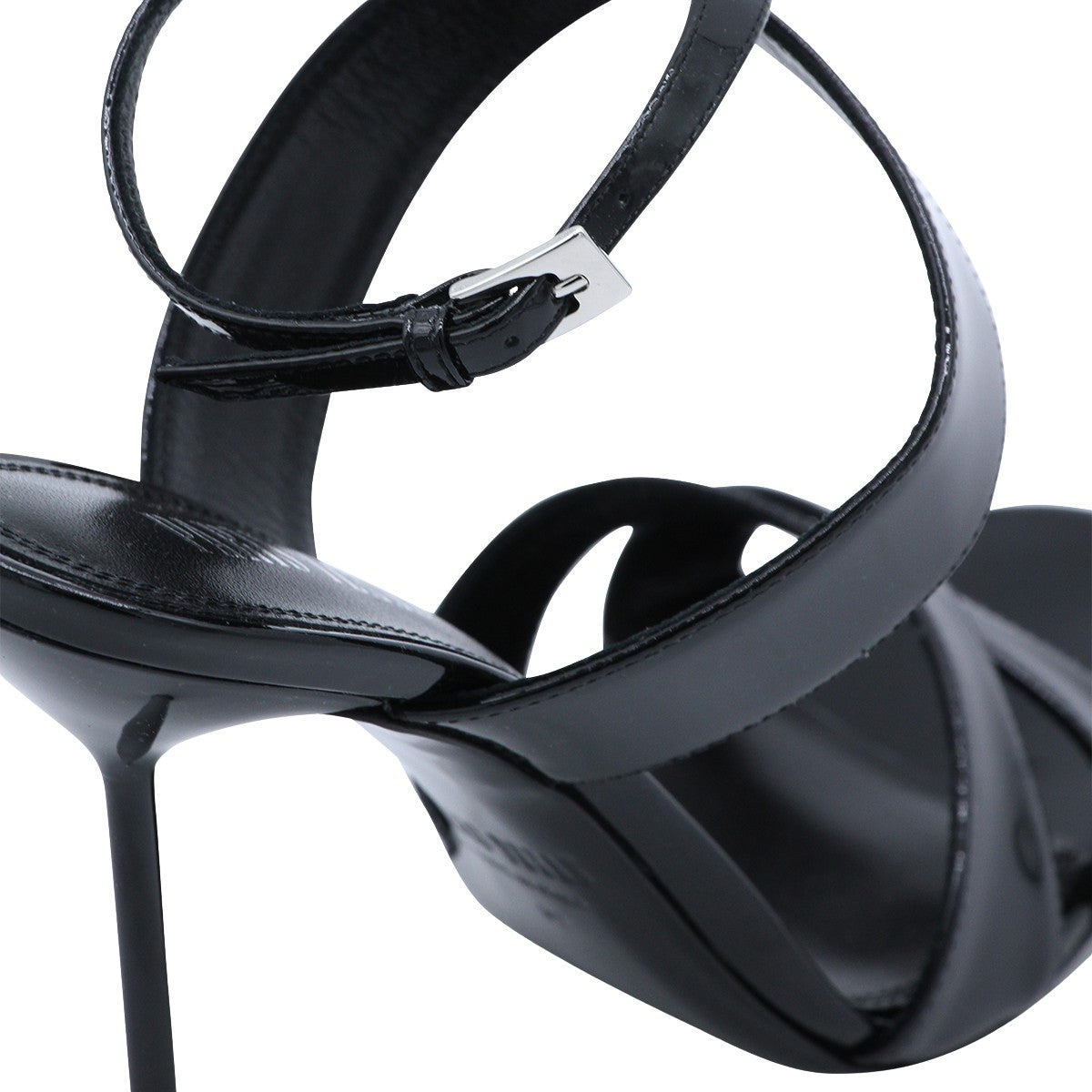 High-Heeled Black Sandals with Straps