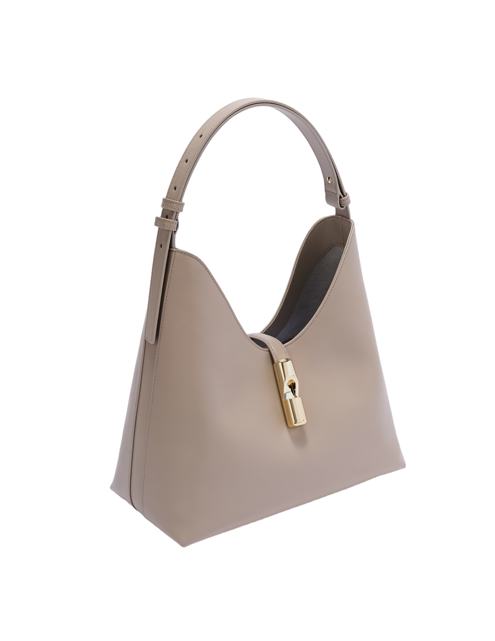 Hobo Bag Goccia M In Leather Color Linen