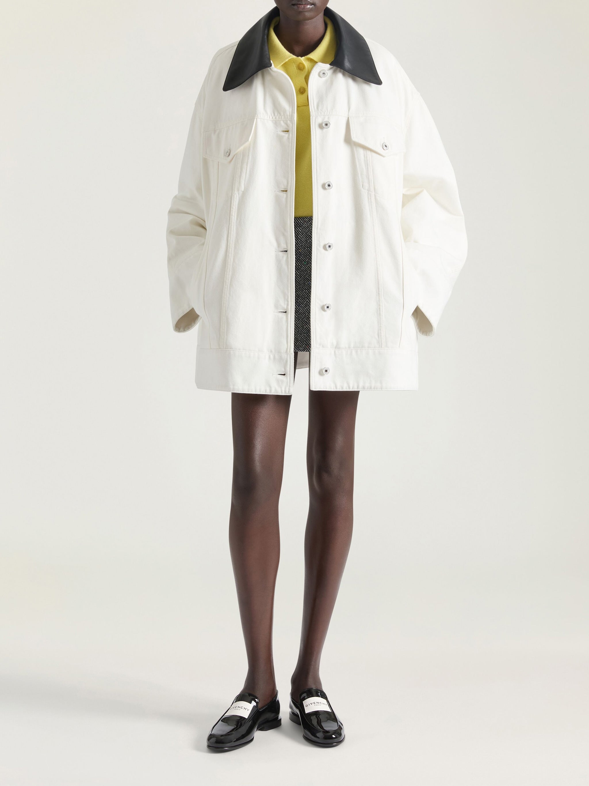 Denim Parka White Boxy Cotton Jacket