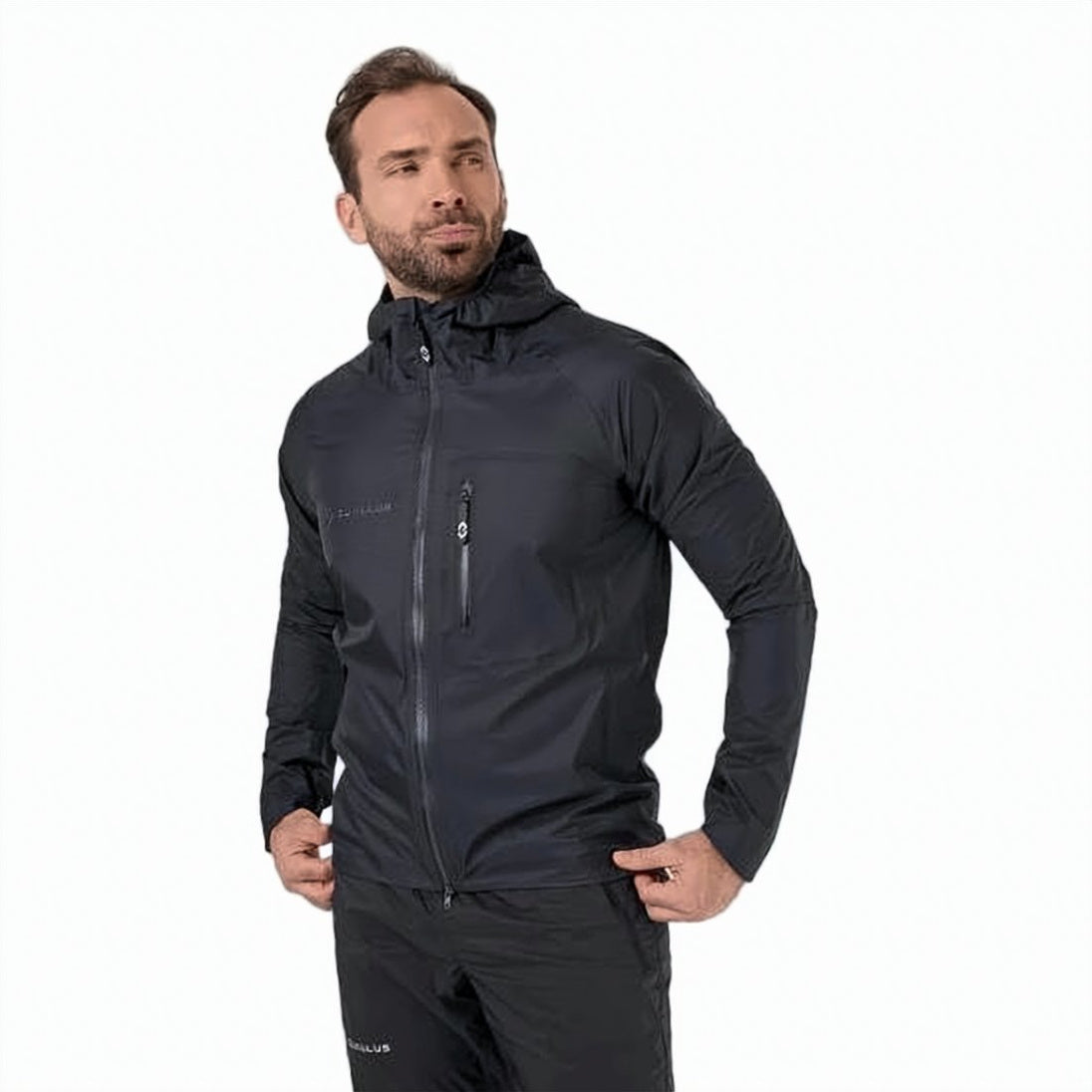 Lightweight Black Functional Jacket with Hood