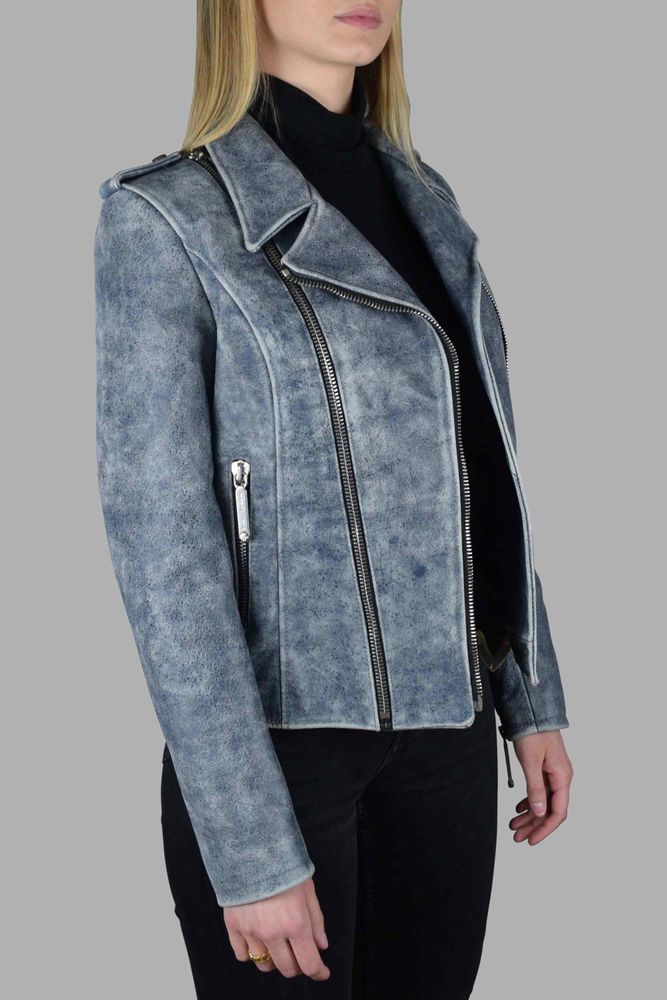 Aged Blue Leather Perfecto Jacket