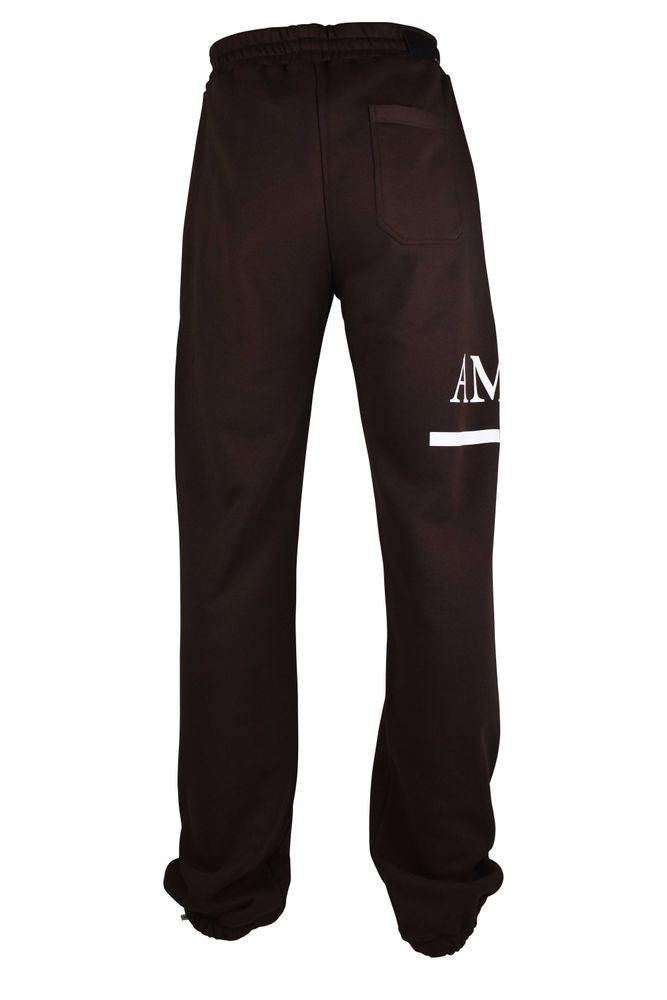 Brown Cotton Jogging Pants With Logo