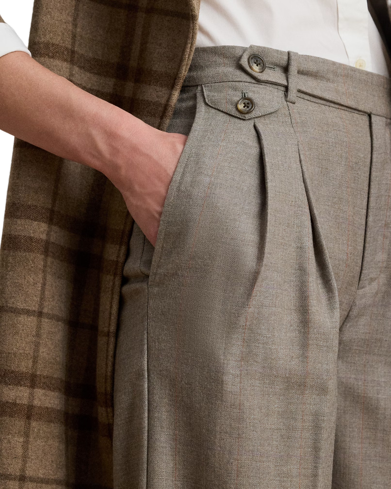 Full-Length Pleated Trousers With High Waist