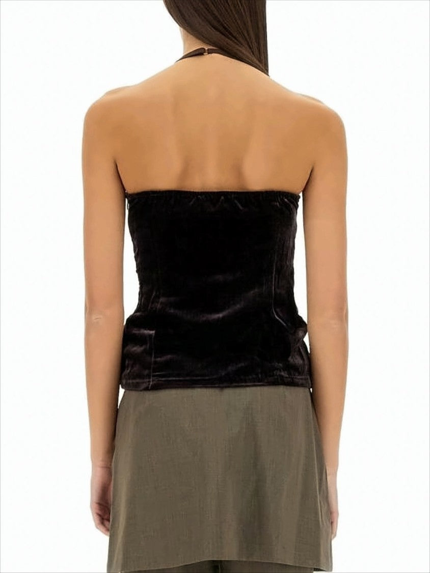Strapless Black Sleeveless Top With Subtle Sheen