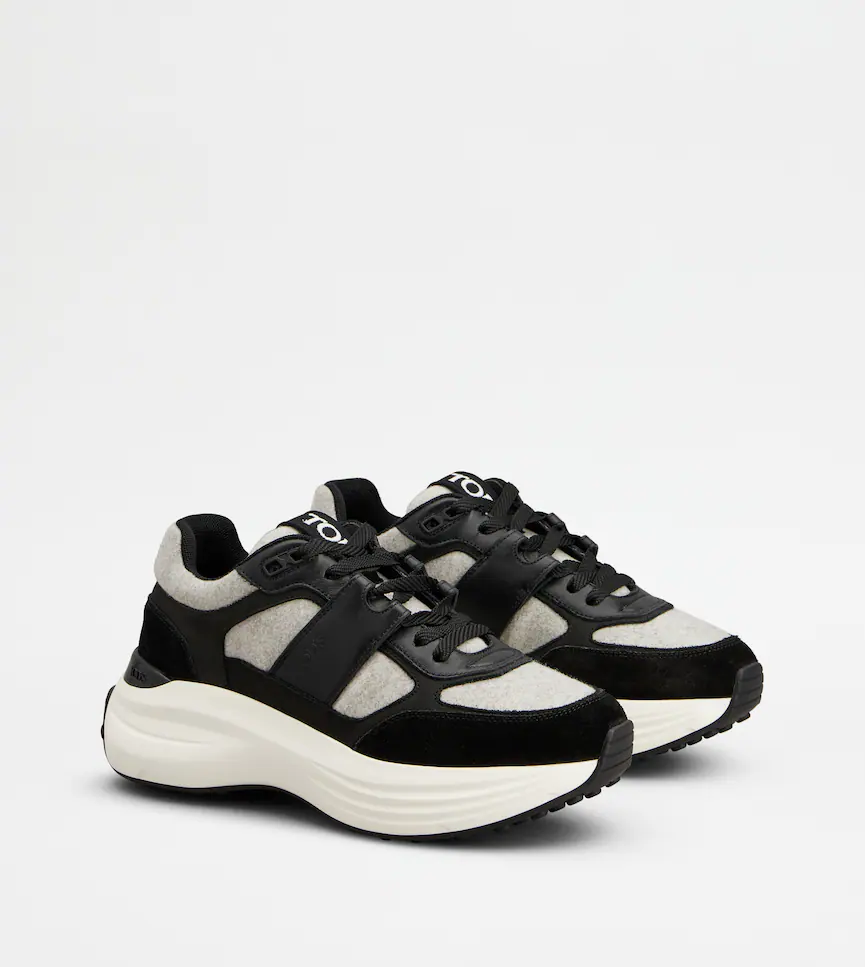 Contemporary Lace-Up Sneakers With Wool