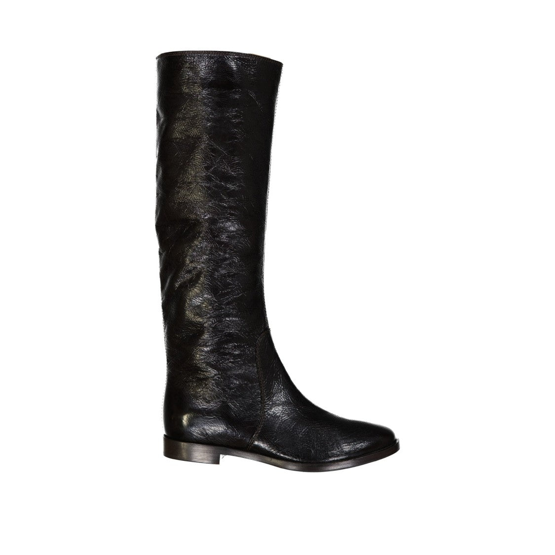Leather Boots With Patent Finish