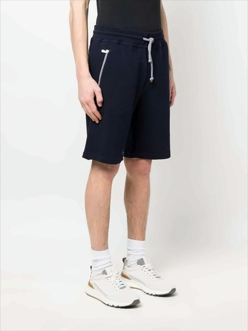 Tailored Blue Shorts with Drawstring Waistband