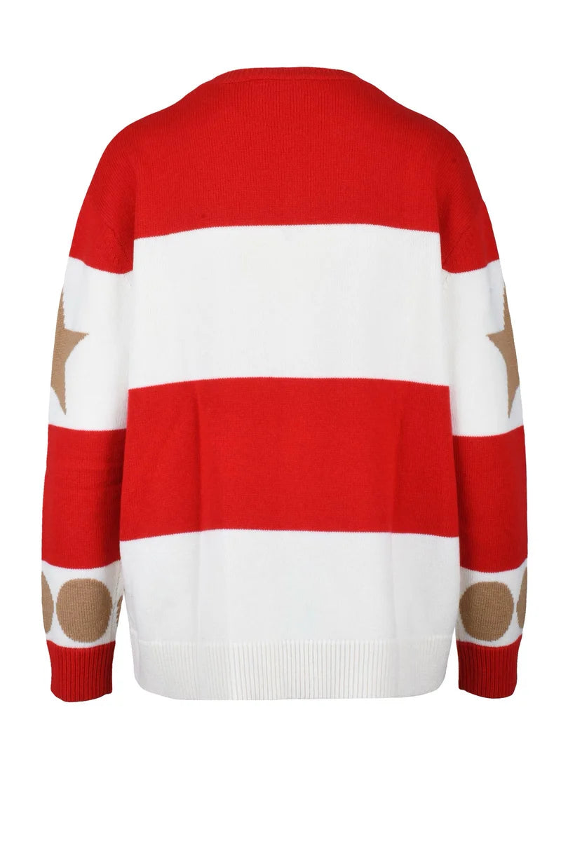 Dirce Raised Detail Sweater - Red/White